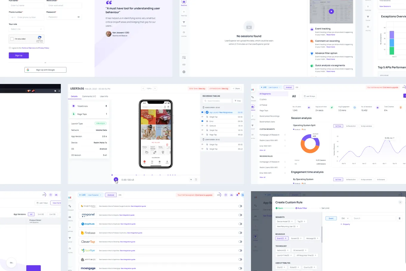 UserExperior device performance grid
